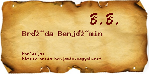 Bréda Benjámin névjegykártya